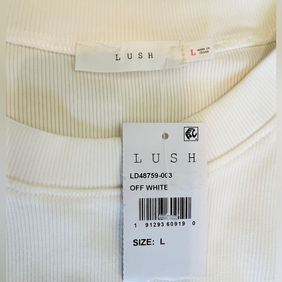 Lush Off-White Mixed Media Frill Skirt Dress. Size: L - Picture 4 of 5